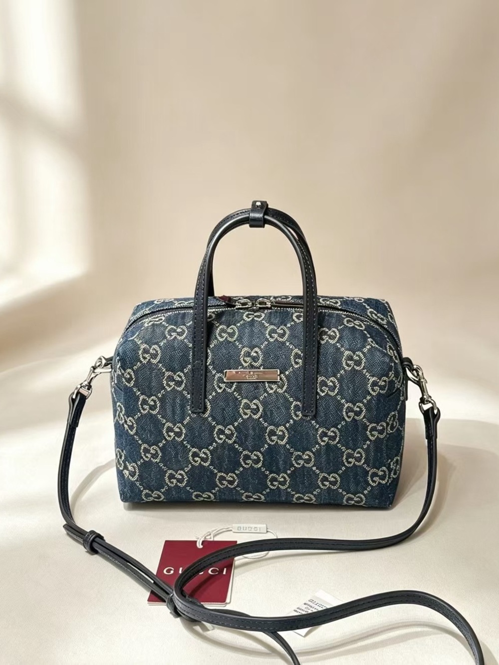 Gucci Classic Monogram Top-Handle Satchel in Denim Blue